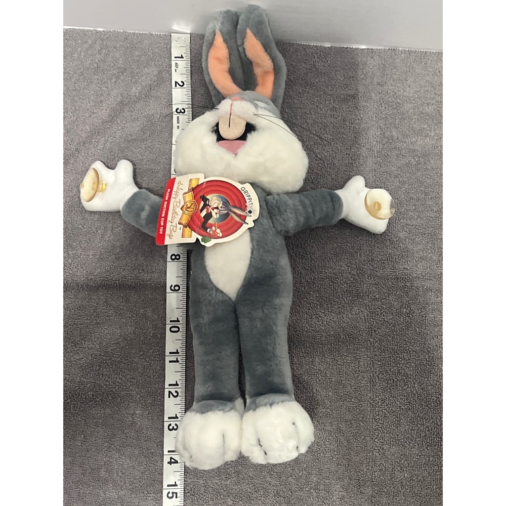 Vintage 1990 Bugs Bunny 50th Birthday Plush Suction Cup Toy Mighty Star Grippits - Picture 7 of 8
